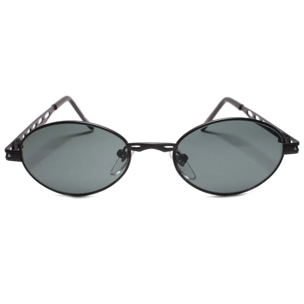 Mens Classy 80s True Vintage Old Stock 80s 90s Sun Glasses Oval Black Frame